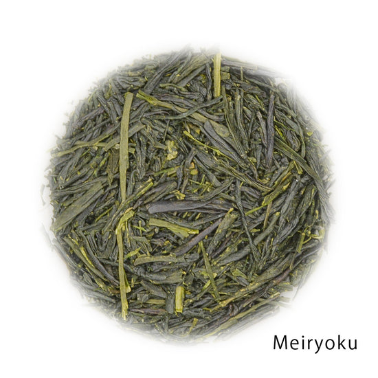 Meiryoku green tea leaves.